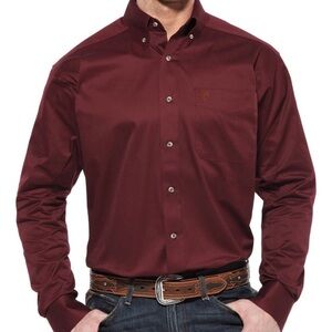Ariat Pro Series Button Down Long Sleeve Shirt‎ Men's XXL burgundy Lightweight